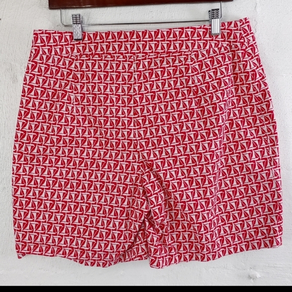 🆕Talbots | Sailboat Print Red & White STRETCH Skort Skirt Women's Size 12 - Picture 2 of 10